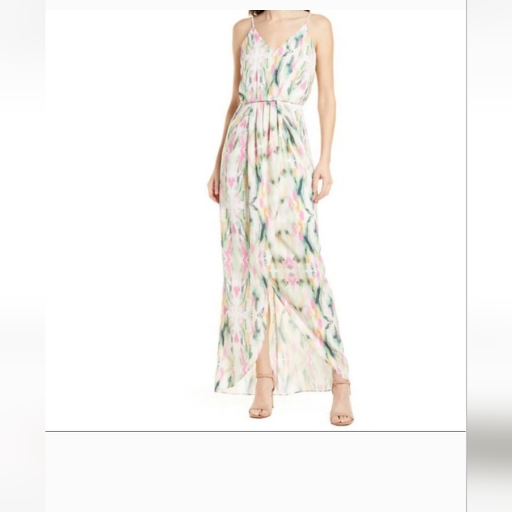 Watercolor Maxi Dress Formal Attire Women's Size XL Event Wear